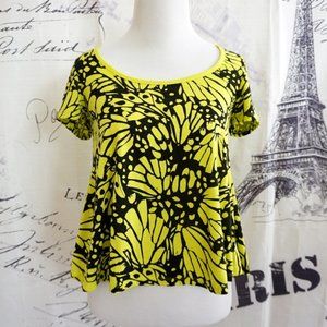 Yellow Swing Tee Butterfly Print - Size S